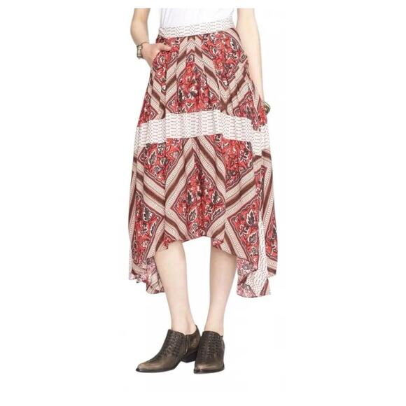 Free People Dresses & Skirts - Free People Skirt Size 8 Paradise Printed High-Low Maxi BoHo Pimento Combo Red